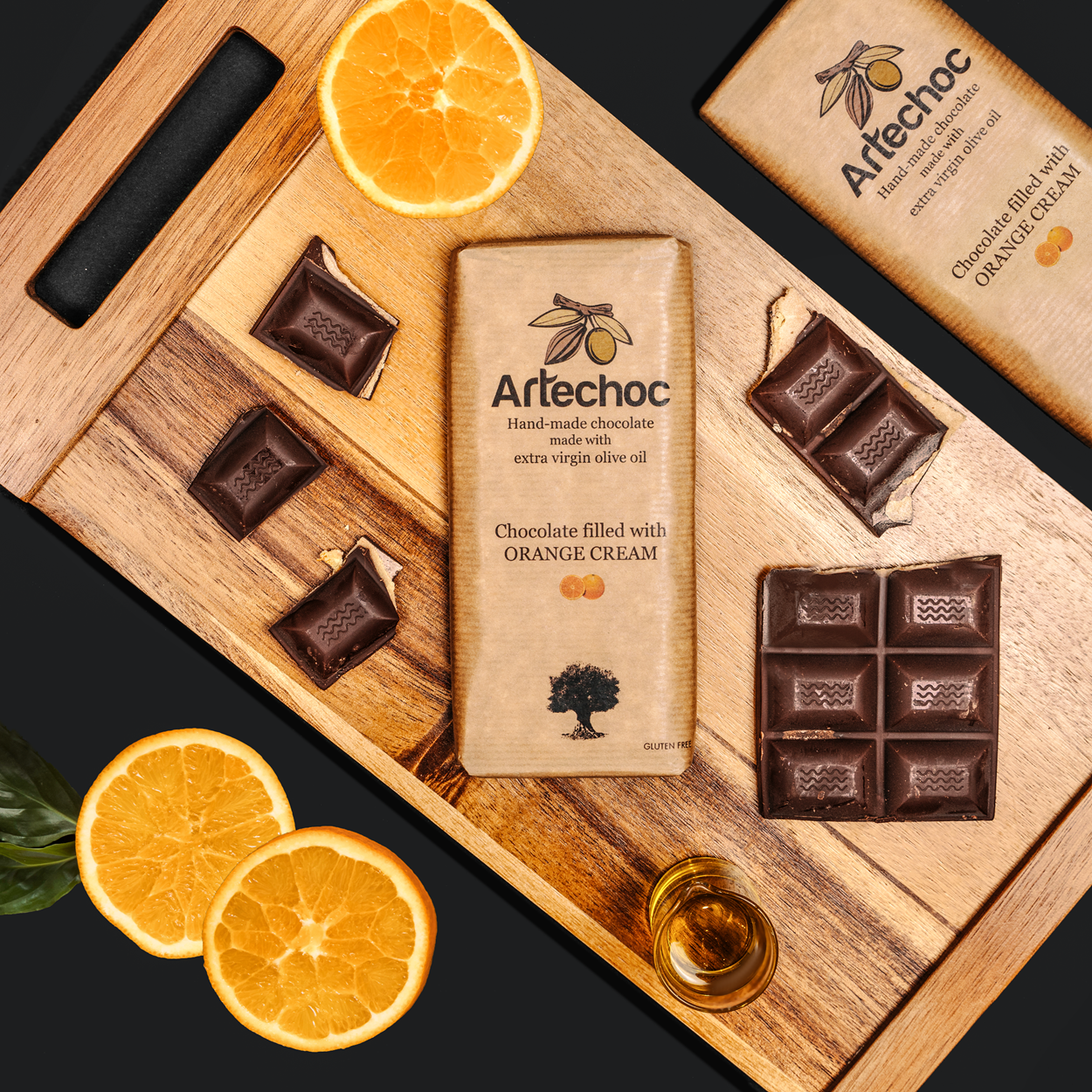Schokolade mit Olivenöl - Feinherb - Orange - 115 g