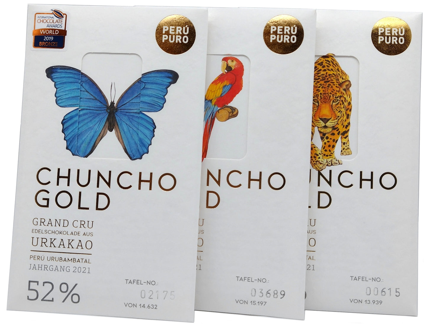 Perú Puro - Chuncho Gold - Bio Schokolade - 3er Set - 210 g