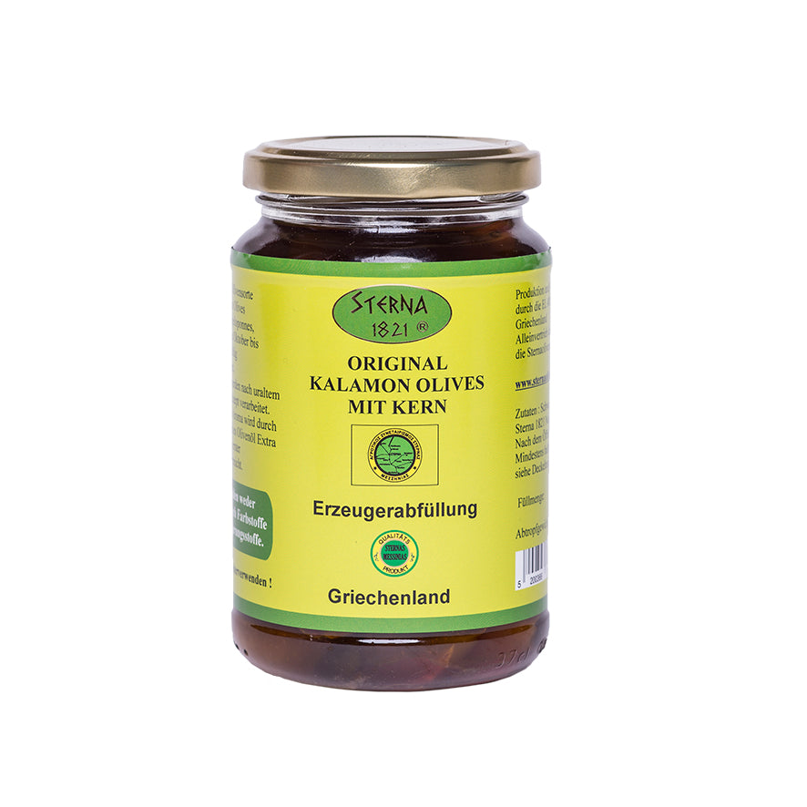 Kalamon Oliven mit Kern eingelegt in Olivenöl 310g